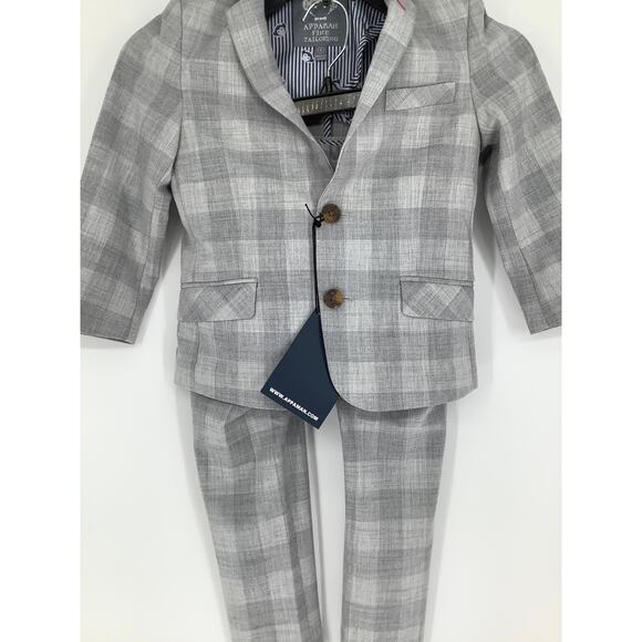 Appaman Boy's 5 Grey Two Piece Stretch Mod London Check Suit Blazer Pants K13-8 - Picture 4 of 12